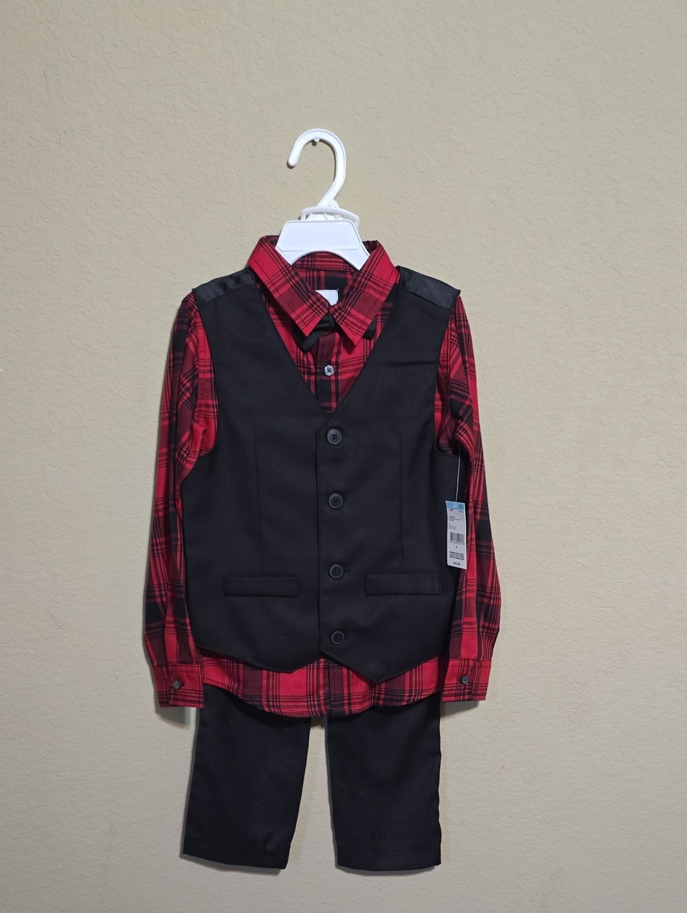 Sears Boys Black Vest with Tango Red Accents Dress Set